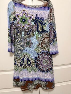 Muse Paisley Shift Dress in Lavender, Green, Navy, Brown